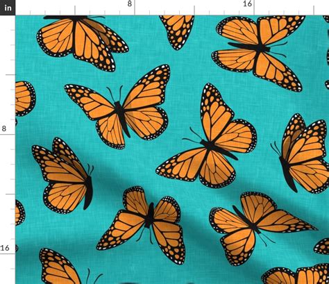 Monarch Butterflies Teal Lad20 Fabric Spoonflower