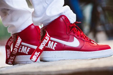 Nike air force 1 high top university red perforated suede gum sole uk6 eu40 new. Supreme x Nike Air Force 1 High - "20th Anniversary ...