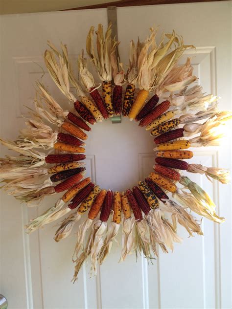 Indian Corn Wreath Indian Corn Wreath Thanksgiving Decorations Fall