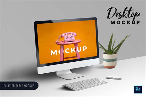 8384 Desktop Mockup Psd Free Download Yellow Images Object Mockups