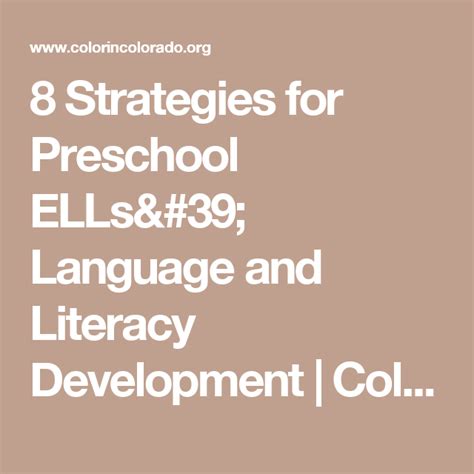 8 Strategies For Preschool Ells Language And Literacy Development