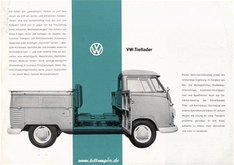 Kdf Wagen Brochures 1962 Vw Tieflader Vw Bus Cab Vw Van