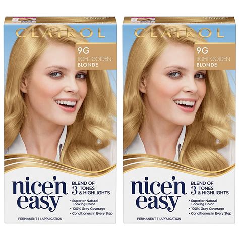 Pack Of 2 Clairol Nicen Easy Permanent Hair Color 9g Light Golden Blonde