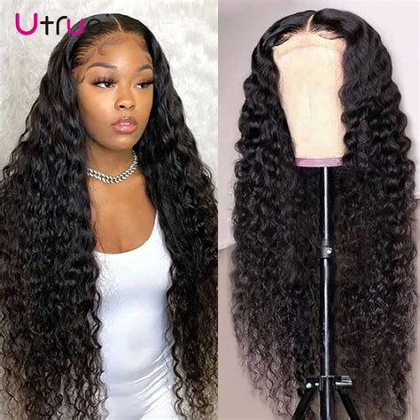 Deep Wave Lace Front Wig Unprocessed Transparent Lace Brazilian Natural Curly A Virgin Hair