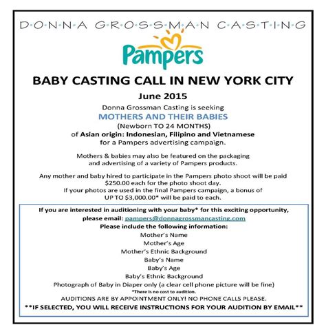 Baby Modeling In Nyc For Pampers Photo Shoot Auditions Free