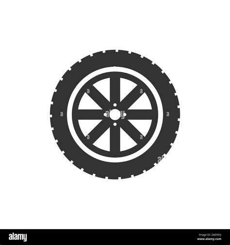 Car Wheel Icon In Flat Style Vehicle Part Vector Illustration On White