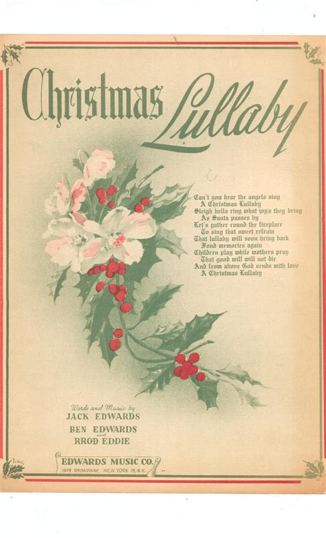 Vintage Christmas Lullaby Sheet Music Edwards Music Co