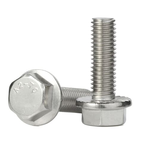 M6 X 12mm Flanged Hex Head Bolts Flange Hexagon Screws 304 Stainless