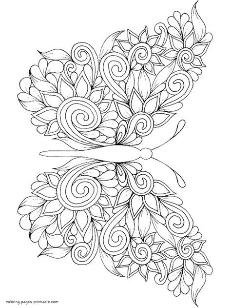 Detailed Butterfly Coloring Pages For Adults