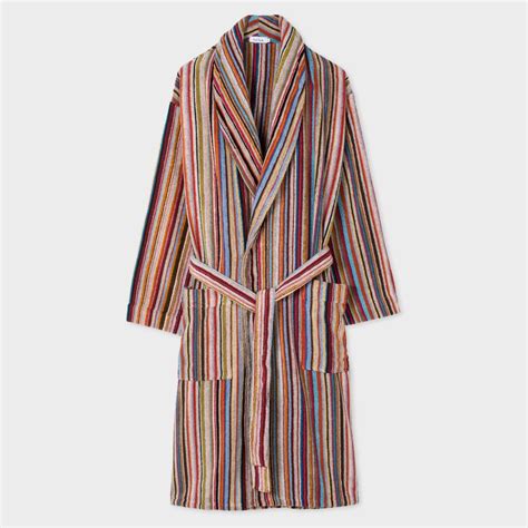 Paul Smith Cotton Mens Signature Striped Towelling Dressing Gown For