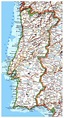 Large detailed road map of Portugal with relief, cities and airports ...