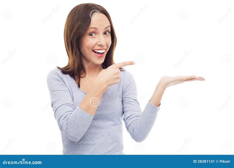 Excited Woman Pointing At Something Stock Image Image Of Attractive