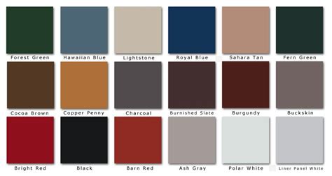 Standing Seam Roofing Color Chart Roofing Metal Roof Standing Seam