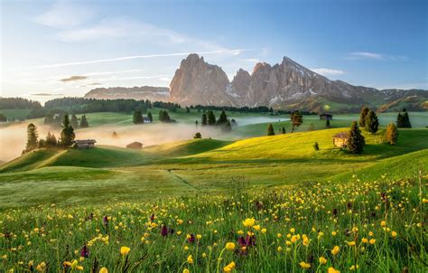 Wallpaper Sunrise Dolomite Alps Alpe Di Siusi Images For Desktop