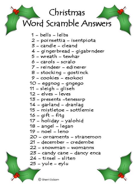Christmas Words Christmas Word Scramble Christmas Party Games