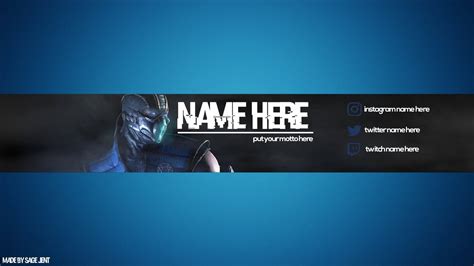Youtube Gaming Bannerchannel Art Template Blue Youtube