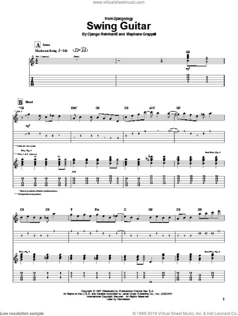 Jazz improvisation over minor swing chord changes. Reinhardt - Swing Guitar sheet music for guitar (tablature) PDF