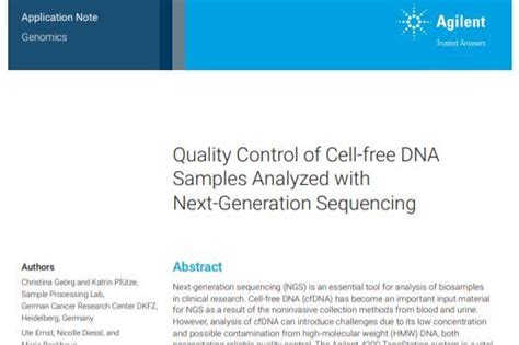 New Application Note Gain Confidence In CfDNA Results With Sample