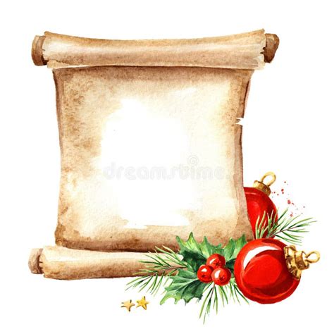 A Scroll Of Old Paper With Christmas Elements New Year Card Template