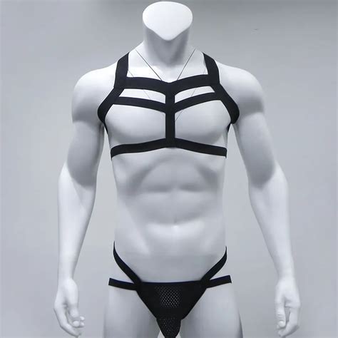 Sexy Costumes Men Body Lingerie Gay Thongs G String Chest Harness Belt Bondage Set Male Strap