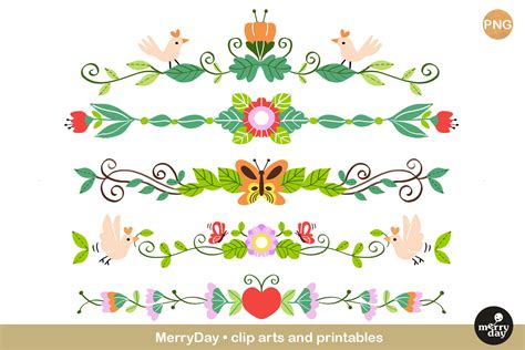 Flower Dividers Clip Art Design Graphic By Merryday · Creative Fabrica