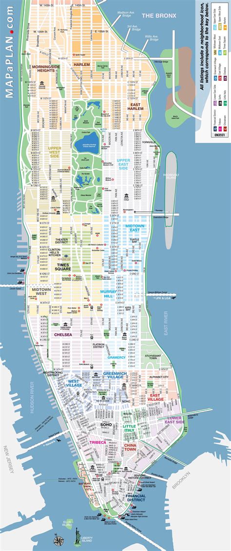Manhattan Streets And Avenues Must See Places New York Map Mapa De