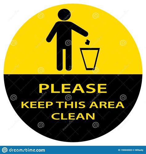 Notice Please Keep This Area Clean Symbol Stickericon Stock Vector