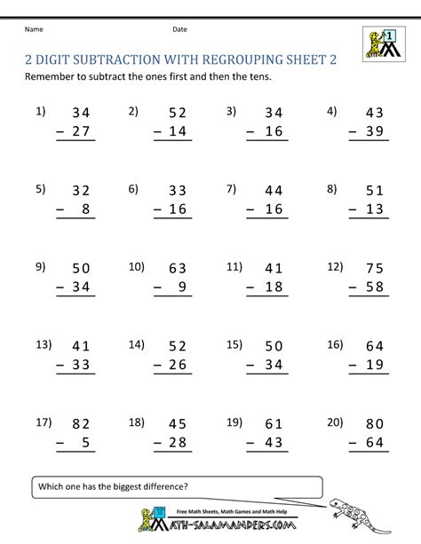 Printable Subtraction Worksheets For 6nd Grade