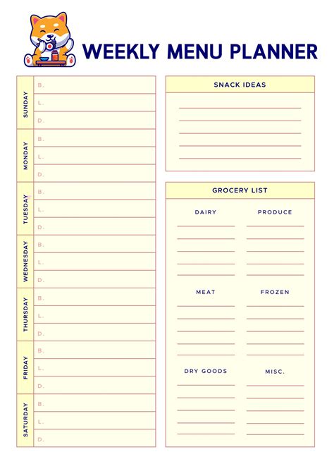 Blank Meal Planner Sheet Free Pdf Printables Printablee