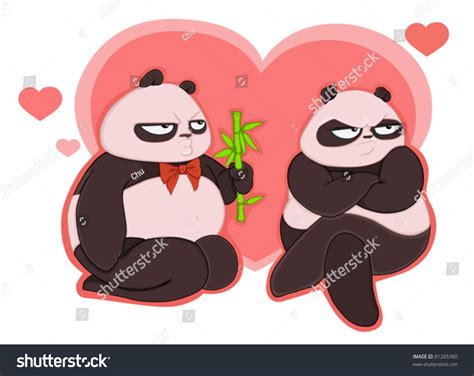Cute Chocolate Panda Couple Love Stock Vector 81265360 Shutterstock