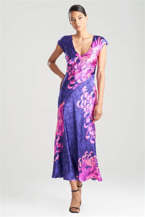 Natori Sumida Charmeuse V Neck Silk Gown ShopStyle Evening Dresses