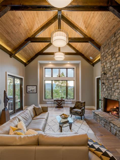 Neutral Rustic Living Room With Mountain View Hgtv