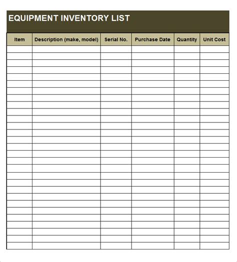 20 Free Equipment Inventory List Templates Ms Office Documents