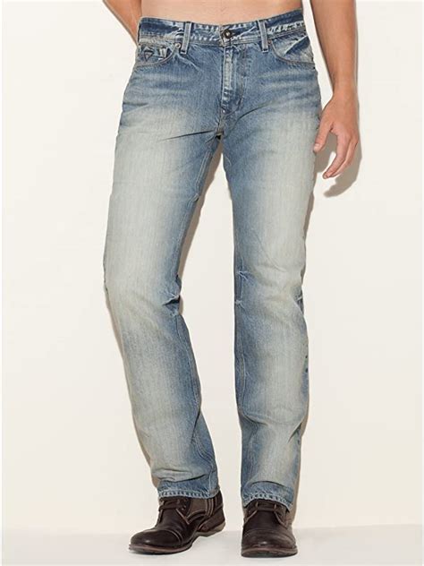 Guess Mens Lincoln Slim Straight Jeans In Rank Wash 34 Inseam At