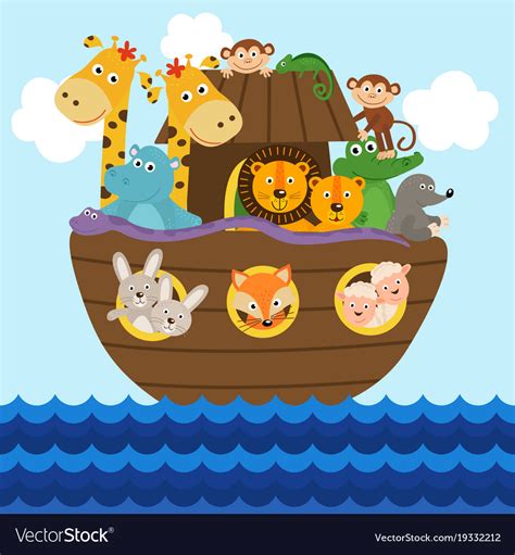 Noah Ark Full Of Animals Aboard Royalty Free Vector Image