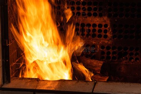 Fire Flames On Barbecue Grill Burning Raw Wood Stock Photo Image Of