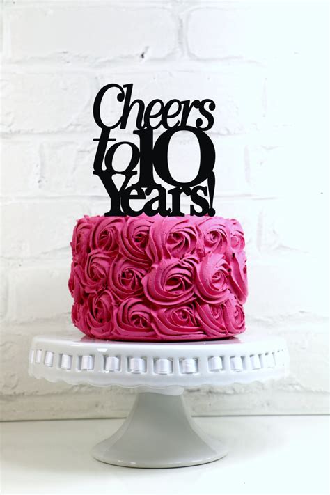 Apart from being a scrumptious treat to celebrate the momentous occasion like an anniversary, cakes can also define the eternal love and the journey of a couple with its design. Cheers to 10 Years 10th Anniversary or Birthday Cake Topper or