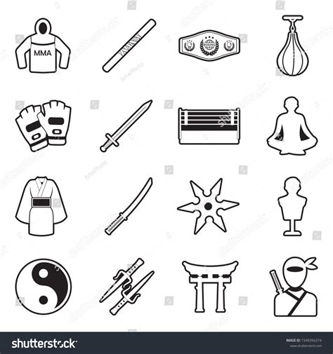 Martial Arts Icons Line Fill Design Stock Vector Royalty Free