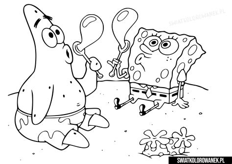 Spongebob I Patryk Dmuchają Bańki Mydlane Darmowe Kolorowanki Do Druku