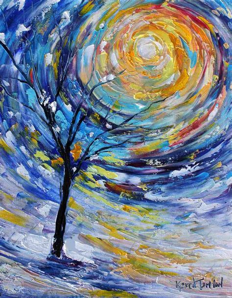 First Snow Painting Original Oil Abstract Palette Knife Impressionism