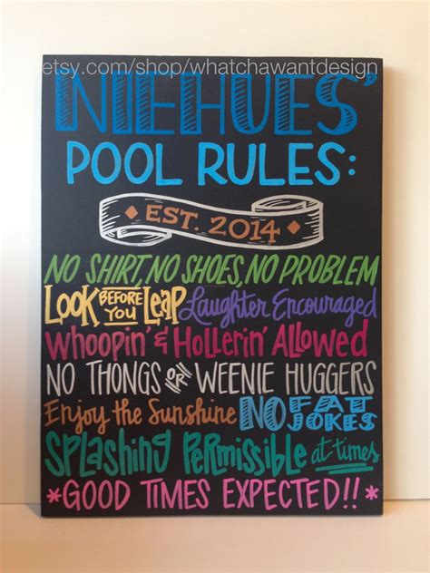 Custom Hand Painted Pool Rules Outdoor Sign By Whatchawant Design