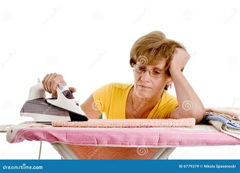 Woman Tired Of Doing The Ironing Stock Image Image Of Adult Posed 6779379