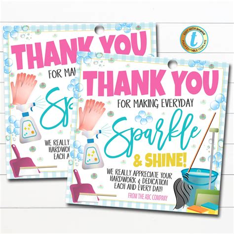 Housekeeping Appreciation Week Thank You T Tag — Tidylady Printables