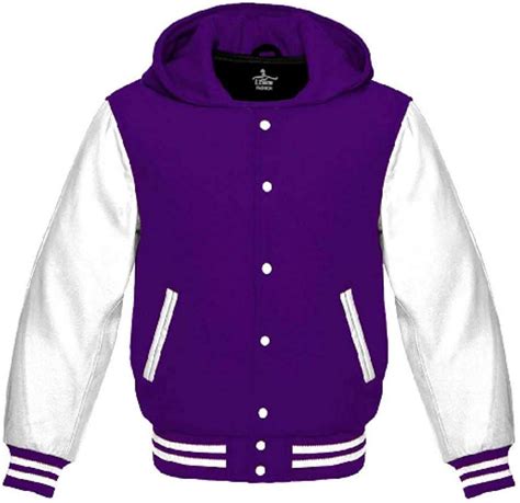 Varsity Hoodie Jacket For Baseball Letterman Bomber School Of Purple