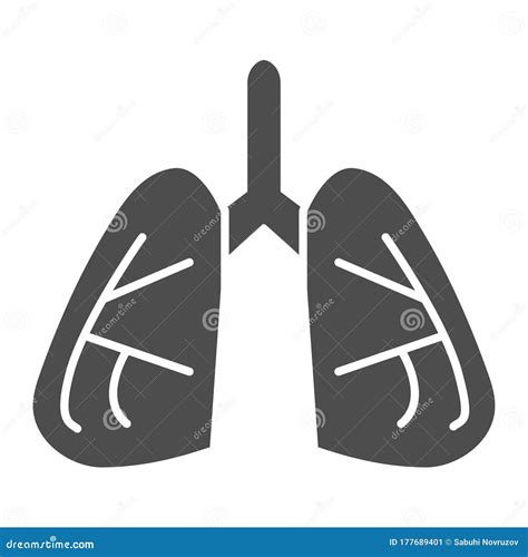 Lungs Solid Icon Symmetric Organ Of Human Chest Anatomy And Biology