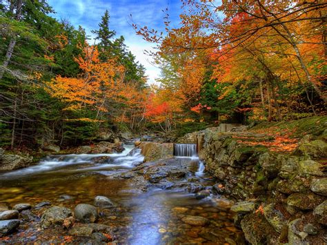 Seasons Autumn Forests Waterfalls Stones Nature 406481
