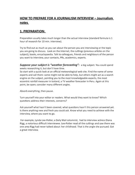 How To Prepare For A Journalism Interview Journalism Notes How To