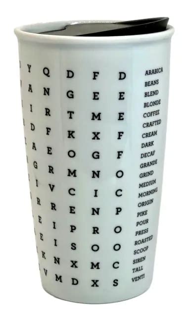 Starbucks Coffee Bean Word Search Crossword Puzzle Ceramic Tumbler Mug
