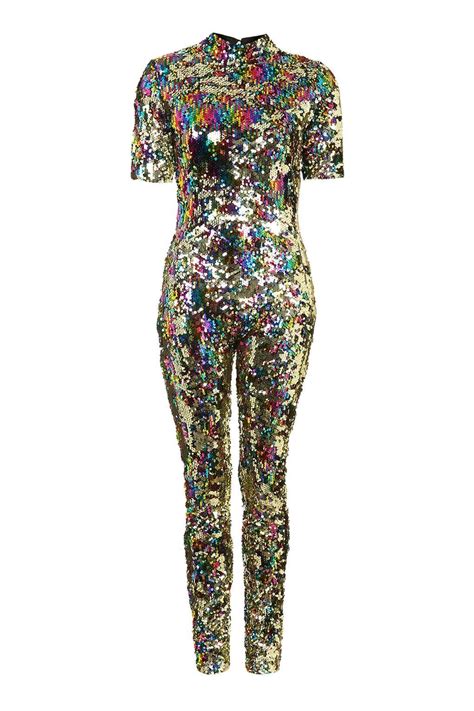 Rainbow Sequin Festival Catsuit By Jaded New In Topshop Outfit