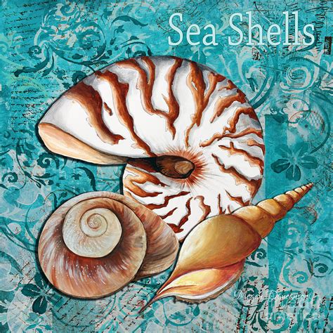 Sea Shells Original Coastal Painting Colorful Nautilus Art By Megan
